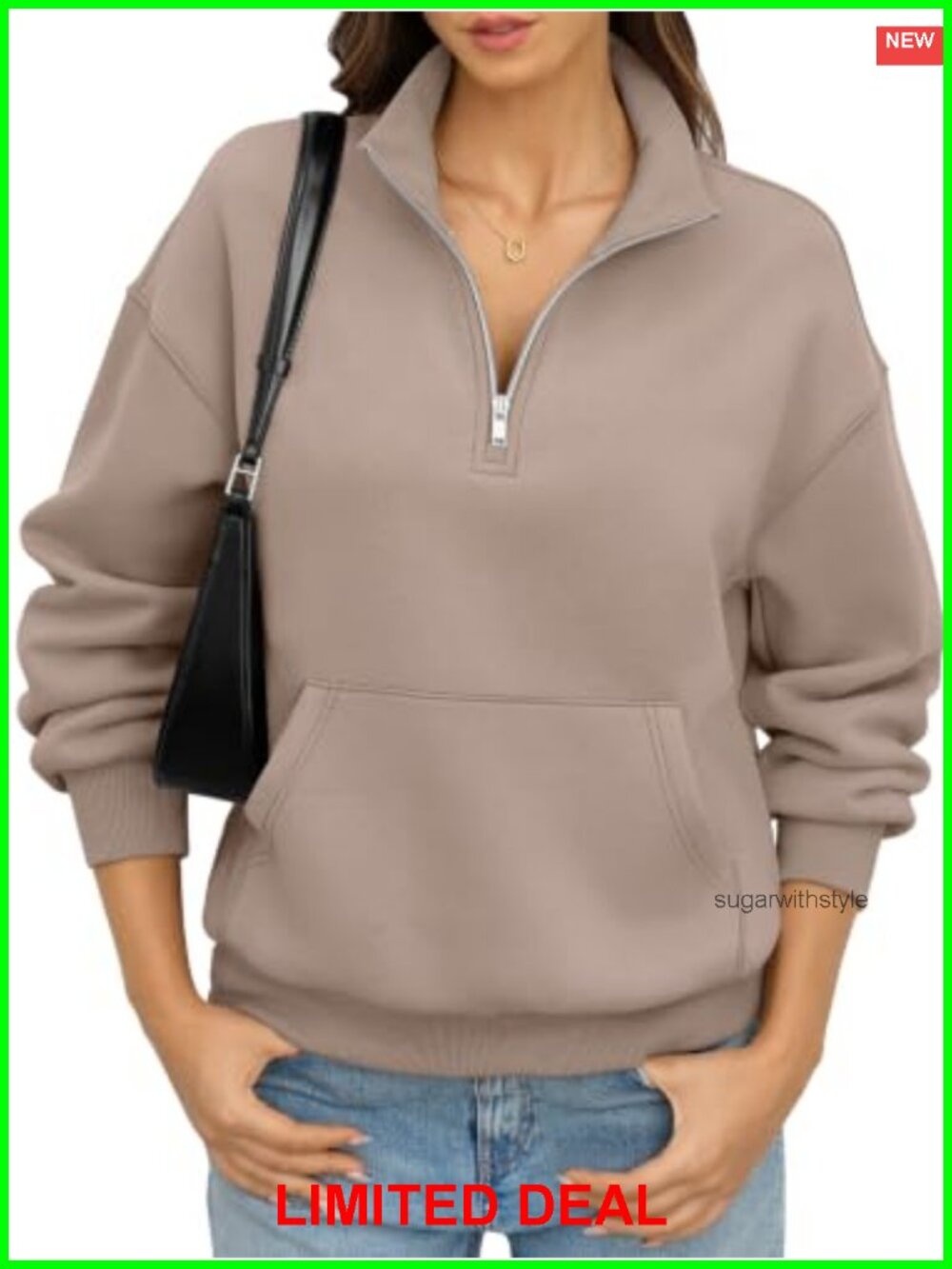 Oversized Quarter Zip Fleece Sweatshirt Y2K Drop Shoulder Pullover
